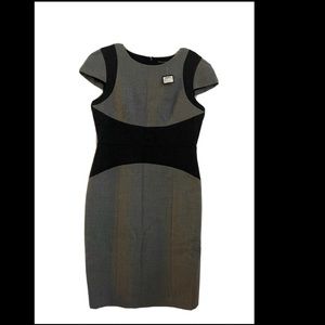 NWT Club Monaco Patmos Woolblend Colorblock Sheath Gray/Black Sleeveless Dress